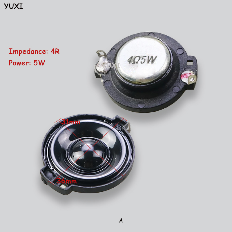 YUXI 2PCS Small High Pitched Speaker For 30mm 31mm 3cm 4 Euro 5W/8 Euro 5W Portable Audio Vibration Mini Speaker: Red