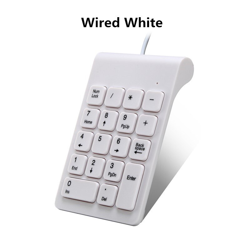 Multifunctional Numeric Keypad 2.4GHz Wired Numpad 18 Keys Digital Keyboard For Accounting Teller Laptop Notebook Tablets: Wired Keyboard White