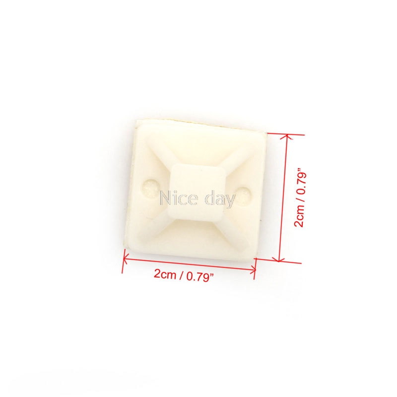 100 Pcs 20*20 Mm Nylon Auto-Adhesif Kabel Zip Cravate Montures Montage Pinces Base F16 20