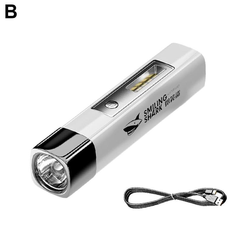 Portable Mini High Light Flashlight Smiling Shark Power Bank Waterproof Ultra Bright Torch USB Rechargeable Powerful CampLight: B