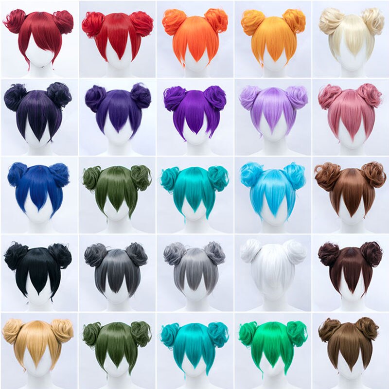 Postiche Synthétique à réinitialisation pour Femme, Chignon, Rose, Rouge, Blonde, Bleu, Extension de Cheveux, Accessoires de Cosplay