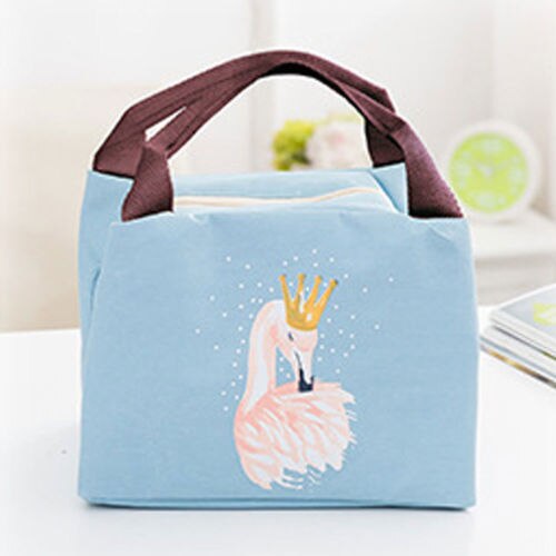 Søt flamingo mønster matpose bærbar isolert vanntett oxford picnic bag termisk mat veske: Blå