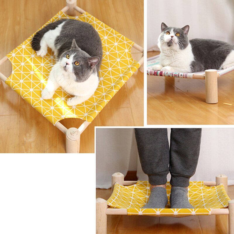 Hamaca desmontable de madera para cama de gato, cama gato radiador, camas perros pequeños, tumbona, esterillas, suministros para gatos, para dormir de verano