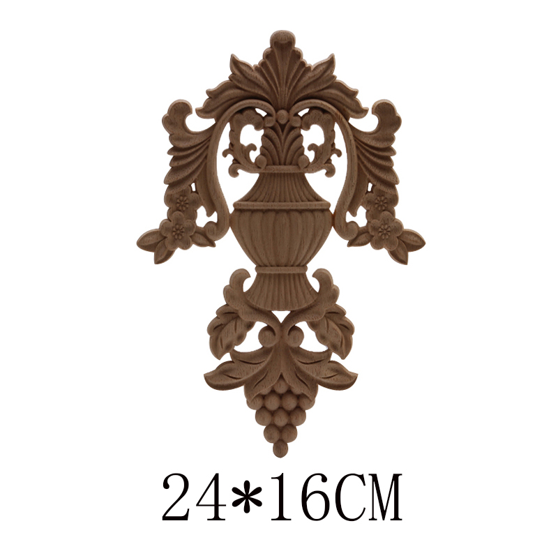 Figurines de madera Onlay apliques de madera Calcomanía para madera decoración antiguo europeo largo grande Floral mueble madera gabinete paredes: C229-2