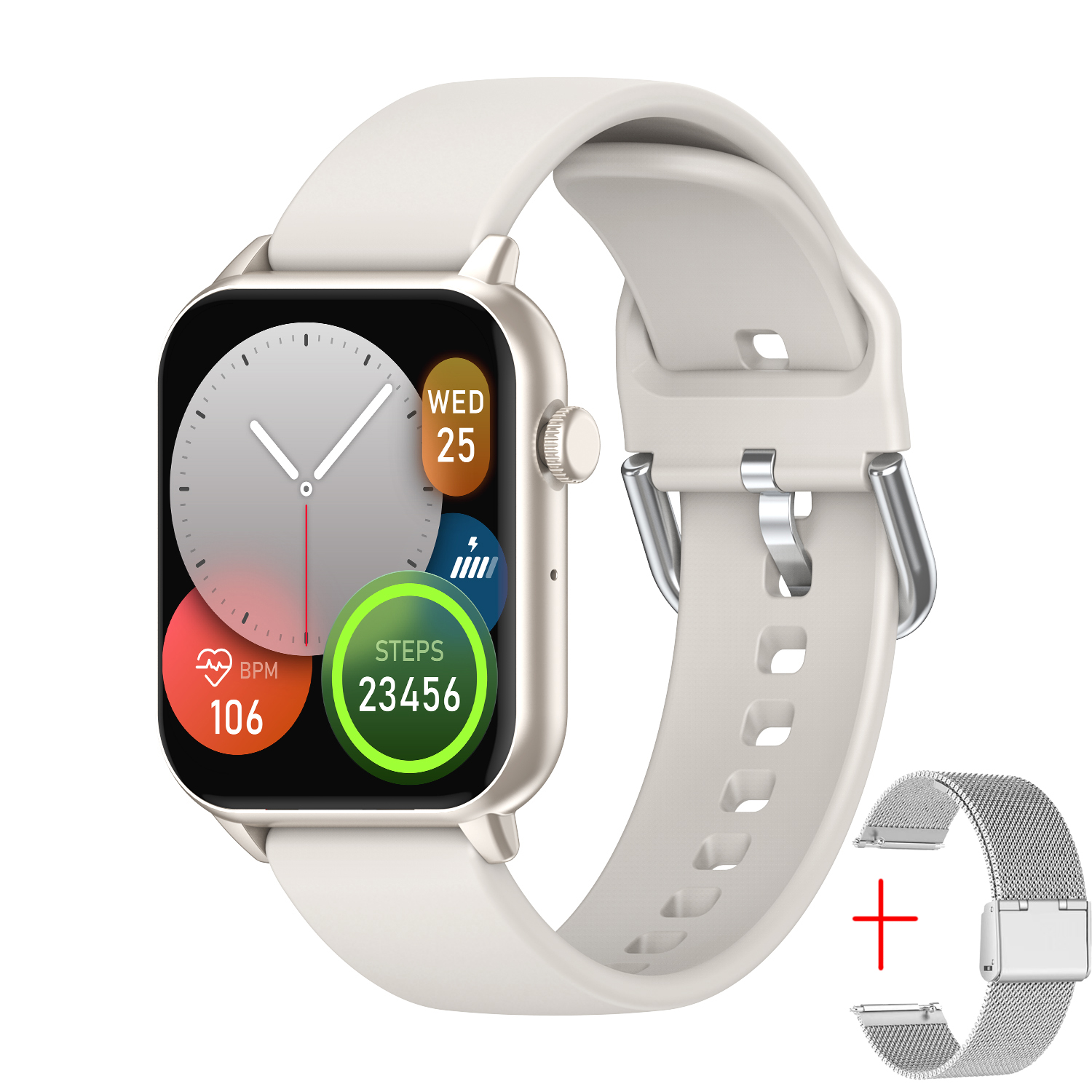 accorto guarda Bracciale sportivo Bluetooth parlare Frequenza cardiaca Pressione sanguigna Ossigeno nel sangue IP67 impermeabile NFC Regalo da 1,9 pollici per le donne: Grigio