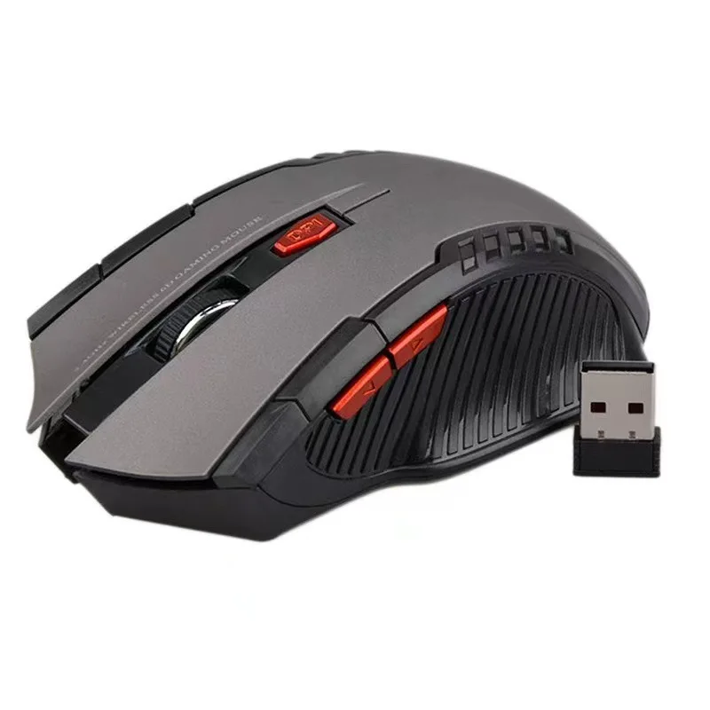 2,4 GHz draadloze optische gamemuis voor pc-laptopcomputer USB-ontvanger Mini draagbare muismuizen: Black