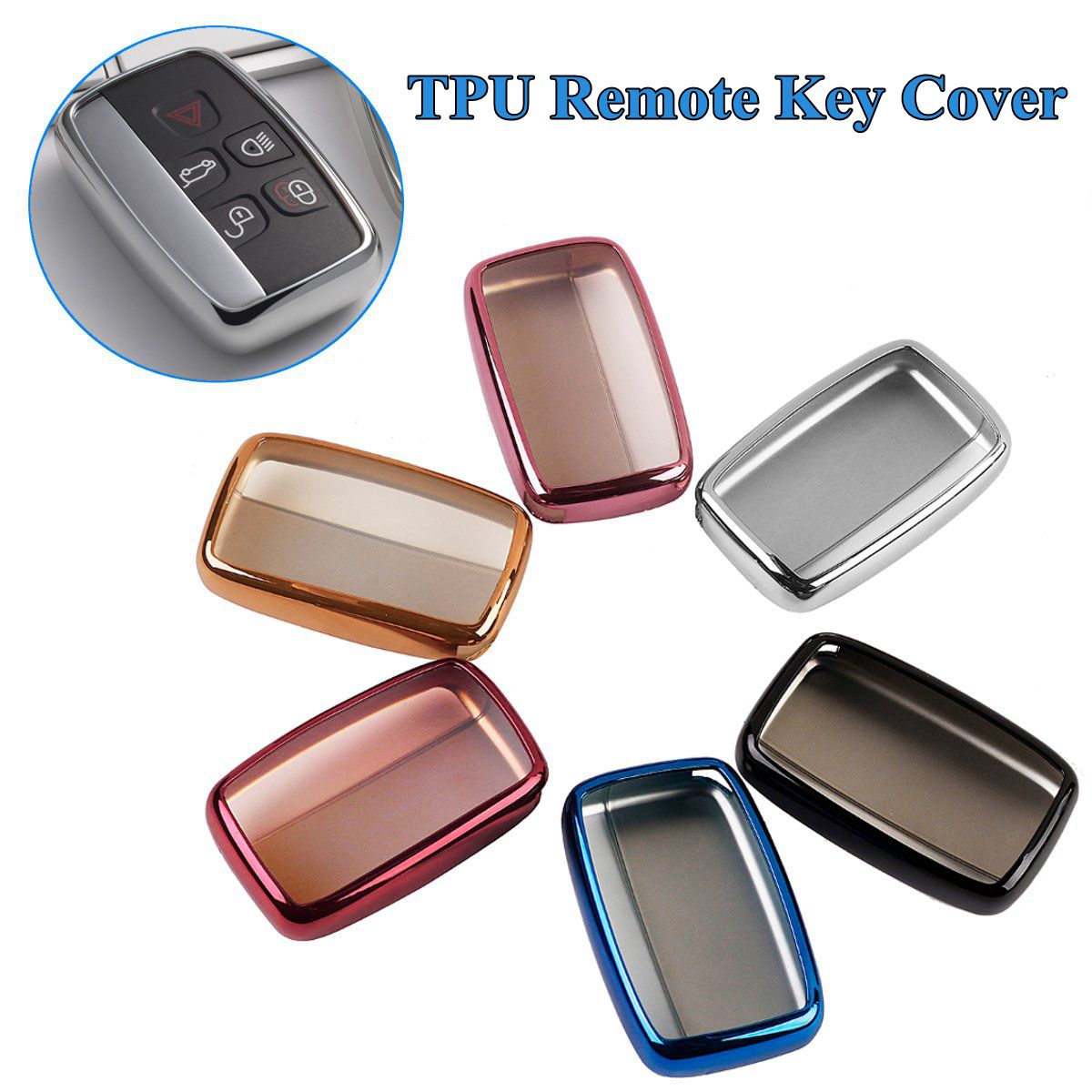 Porte-clé pour Land Rover Range Sport Freelander 2 Discovery 4 | Evoque pour voiture Jaguar TPU télécommande, porte-clé