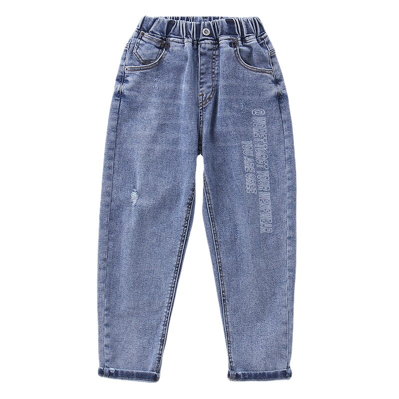 Store piger jeans bukser bomuld forår børn løse bukser denim tøj til teenagere ensfarvet knækket hul bukser barn