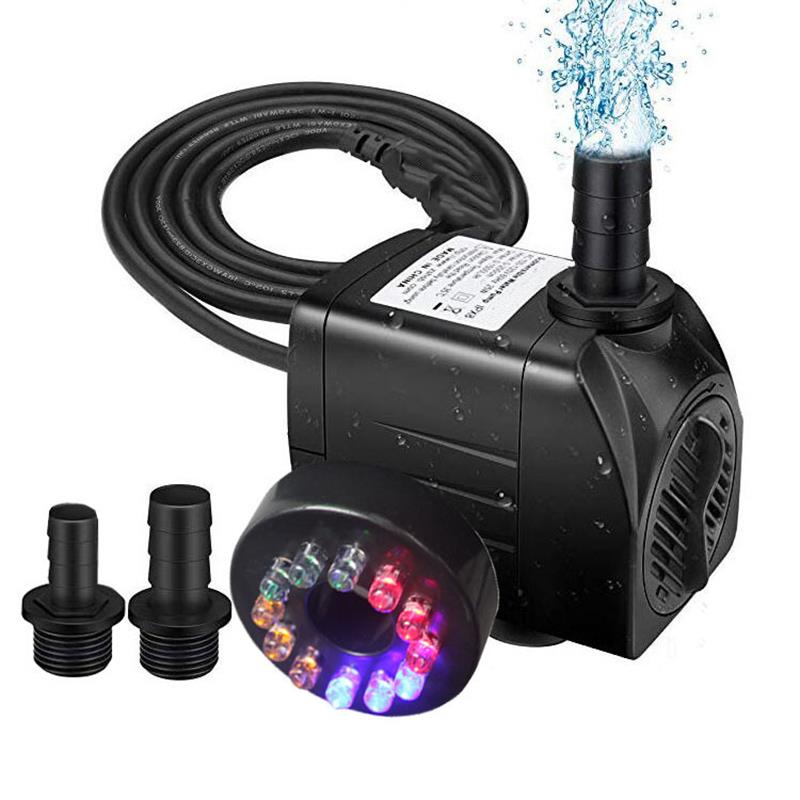 LED Licht Water Pomp Elektrische Waterpartij Pomp Fontein Visvijver Aquarium Aquatic Pet Pomp Tuin Zwembad 220V 16W