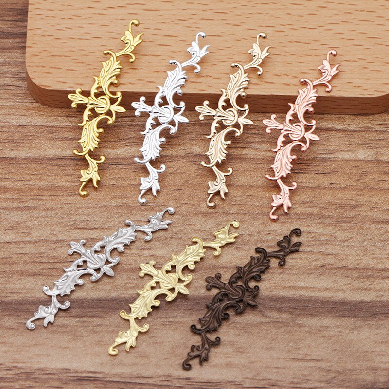 10 Stks/partij 10*52Mm Bloem Blad Charmes Messing Filigraan Diy Sieraden Maken Levert Hoofddeksels Sieraden Handgemaakte Onderdelen Accessoires 0188