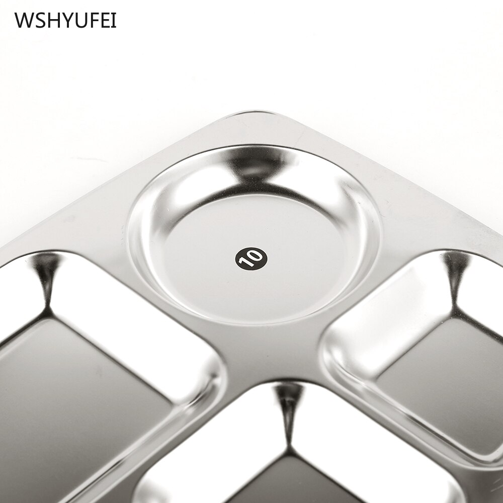 Direct selling stainless steel fast food grid plate rectangular plate home multi-plate plate canteen tableware