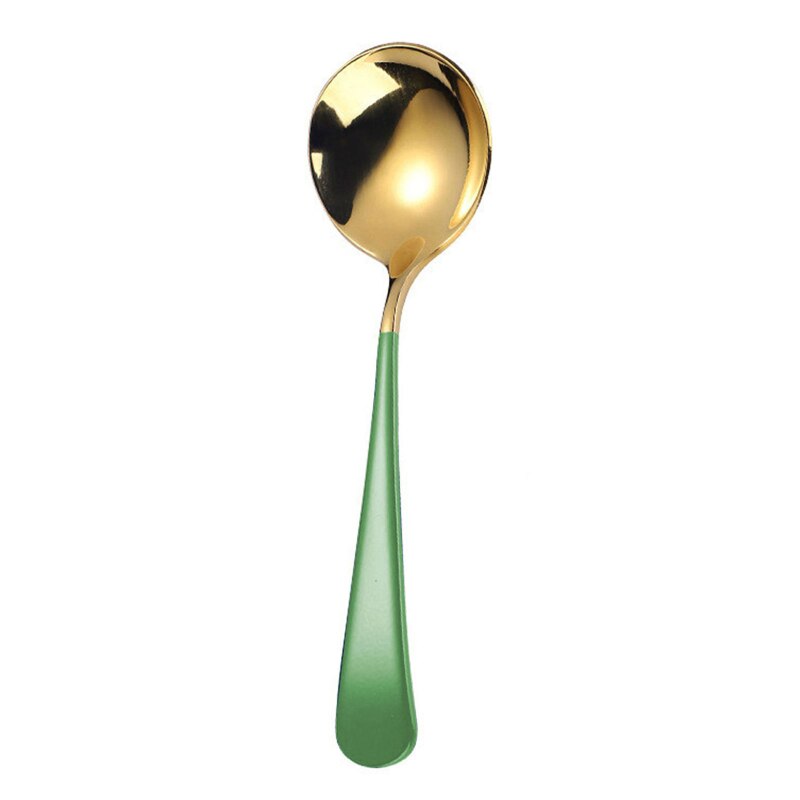 Cucharas de café elegantes de acero inoxidable para postre, utensilios de cocina, cucharas redondas de , 5 colores, 1 Uds.: D
