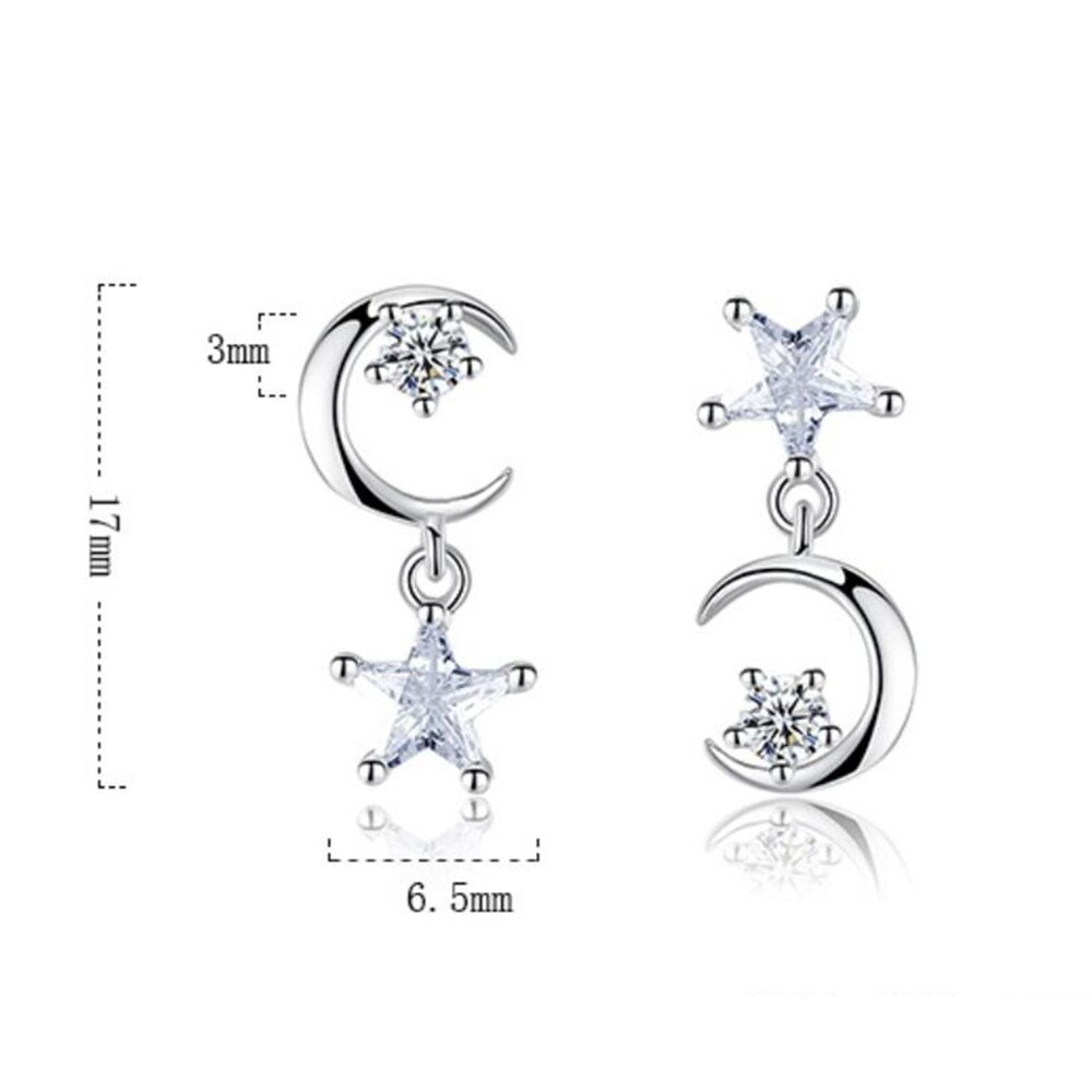 NEHZY 925 sterling silver new donna Orecchini Con Perno di Alta Qualità Retro Semplice Cubic Zirconia Orecchini Caldi di Vendita Star Moon Gioielli