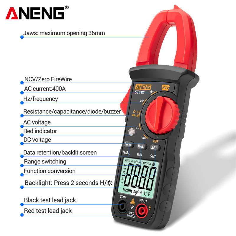 ST181 Smart Digital Clamp Meter High-Precision Multimeter 400A AC/DC Clamp Meter Digital Display Backlight Clamp Meter