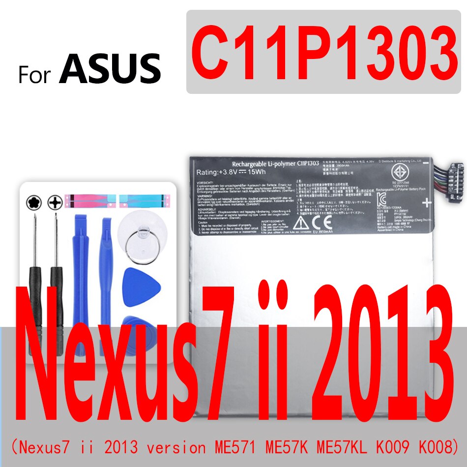 Voor Asus Google Nexus 7 Nexus7 Wifi/3G I/Ii 2nd Versie Li-Polymeer Batterij c11-ME370T C11-ME370TG 4270Mah Tab Batterij: C11P1303