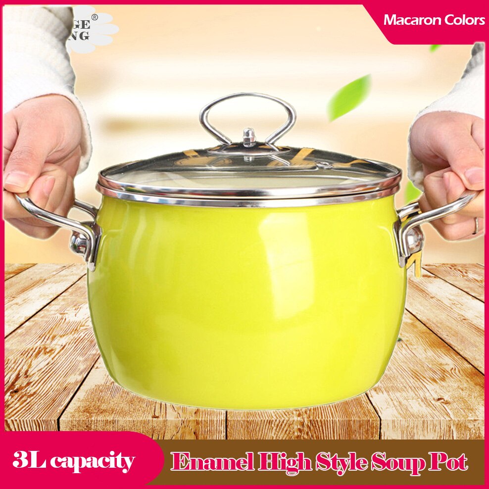 18CM Caliber Porcelain Enameled Soup Pot 3.2L Enameled Saucepan For Gas Induction Stewpan Multifunction Cooking Pot Kitchenware
