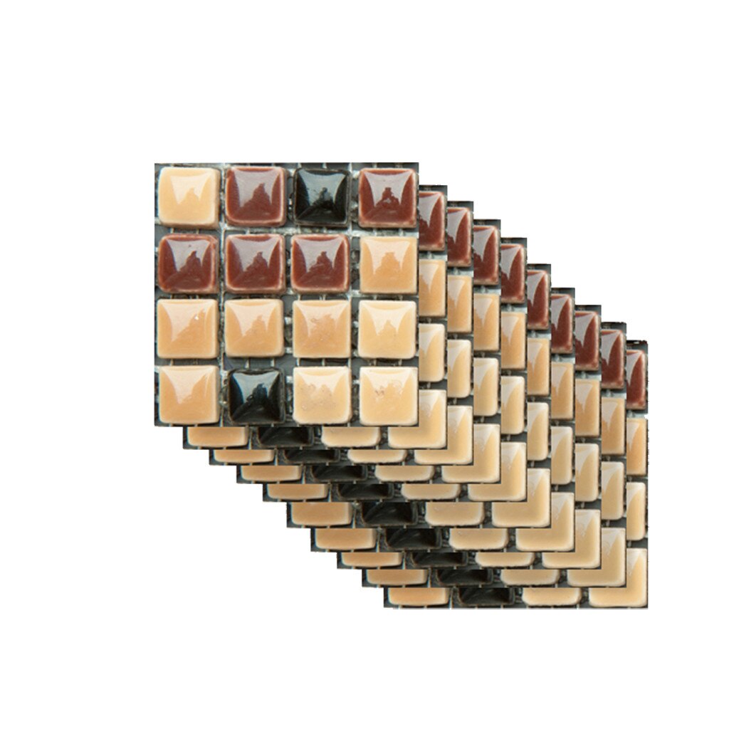 10pcs Self-adhesive Bathroom Kitchen Decor Home Wall 3D Tile Stickerfloor Tiles Stickers Waterproof Cenefa Adhesiva Cocina: Gold