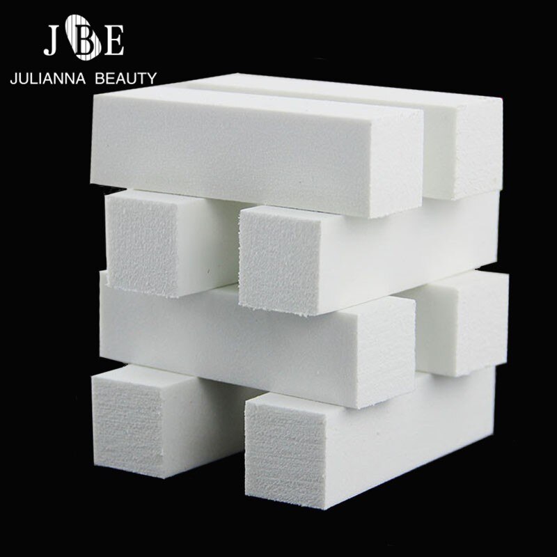 10 stks Hoge Elastische Katoen Nail Block Buffer Nail Art Buffer Schuren Acryl Pedicure Manicure Nail File Buffer Art Tips wit