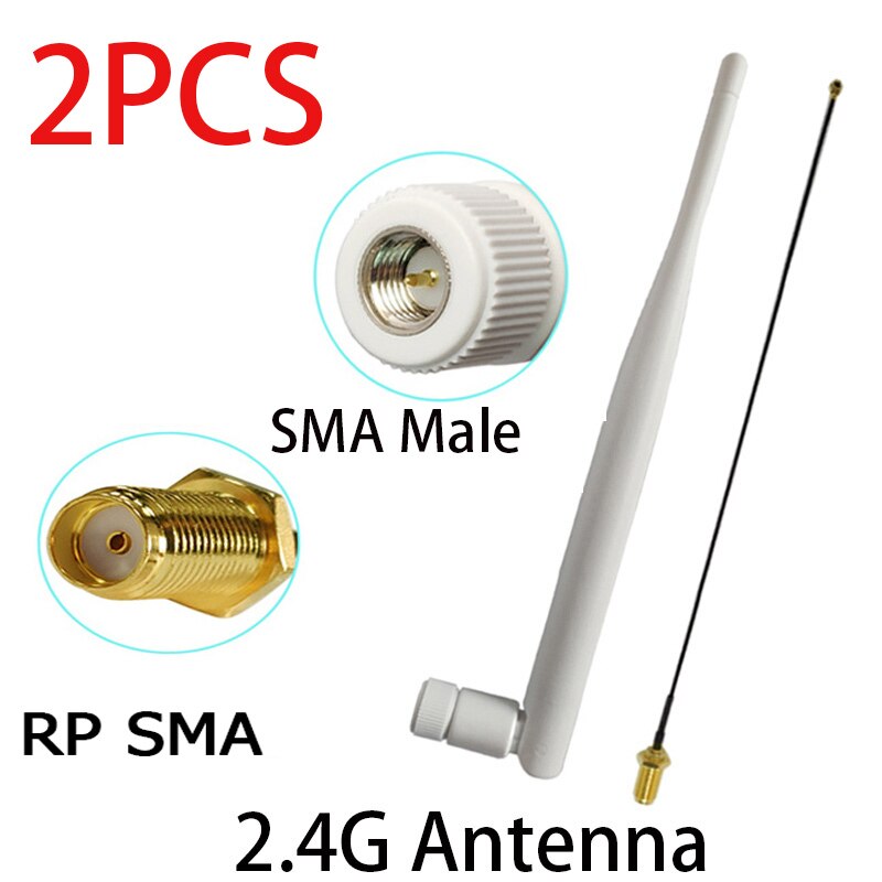 2,4 Ghz antenne Wifi 5dbi SMA stecker weiß 2,4 ghz antena Omni-gerichtet Router Antenne + 21cm RP-SMA Männlichen Zopf Kabel: 2Stck MC