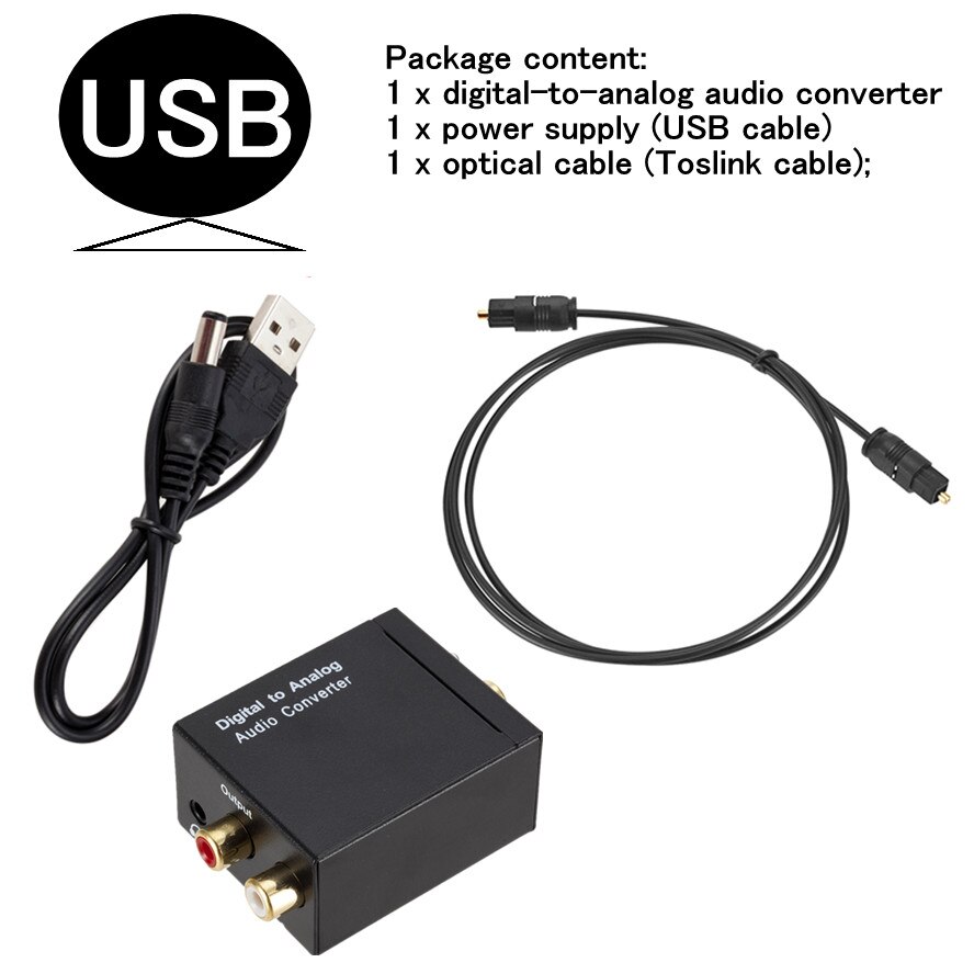 Audio 3.5Mm Jack Coaxial Optical Fiber Digital To Analog Audio Aux Rca L / R Converter Spdif Digital Audio Decoder Amplifier: USB