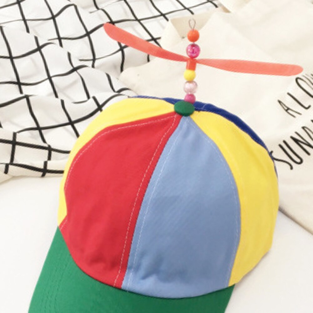 Adult And Children Summer Propeller Cap Adjustable Baseball Hat Helicopter Rainbow Color Fancy Hat For Adult Kids