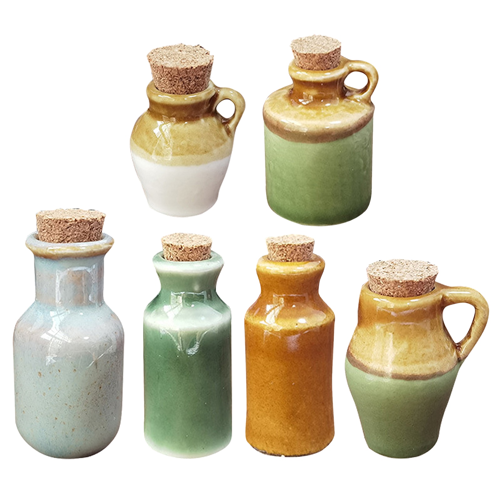 Miniature Tableware Set 1/12 Scale Porcelain Seasoning Jars with Lid Dollhouse Kitchen Accessories for Toy House Decoration