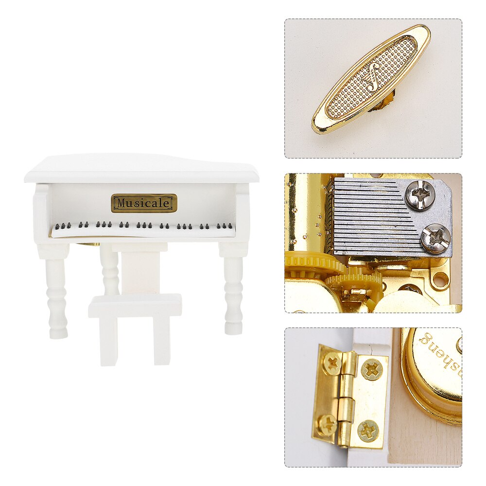 1Pc Desktop Piano Box Adornment Mini Wooden Piano Melody Box