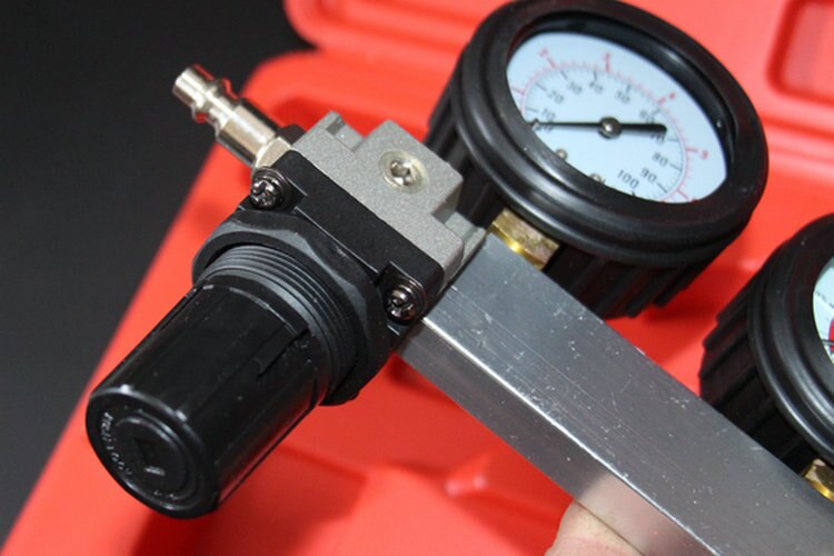 0-100PSI Double Petrol Gas Engine Cylinder Compressor Gauge Meter Test Pressure Compression Tester Leakage Diagnostic Tool