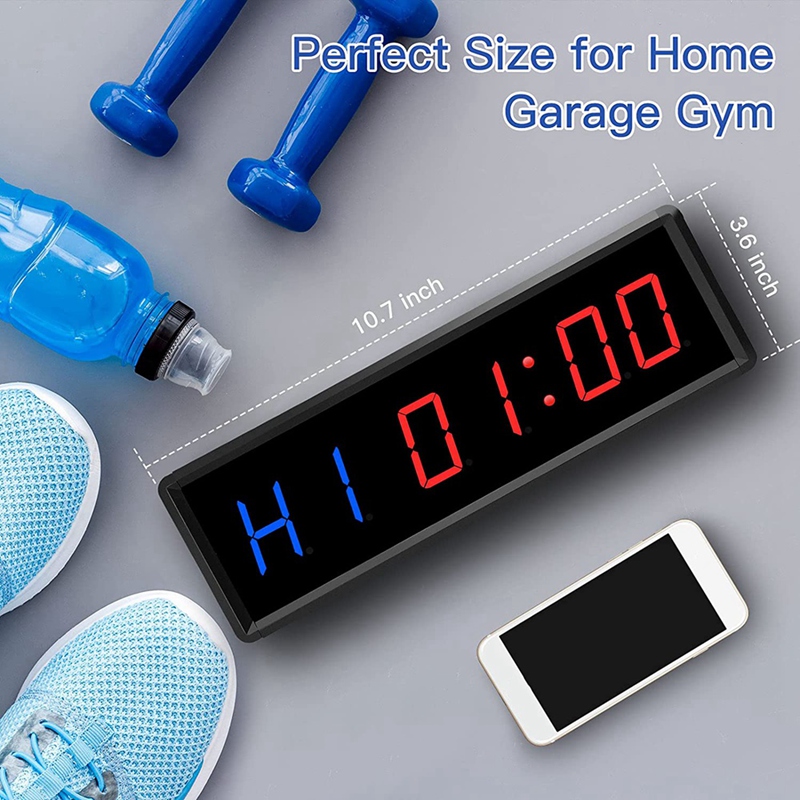 Training Gym Interval Timer Count Down/Up Clock,LED Gym Timer Stopwatch with Remote for Home Gym Fitness