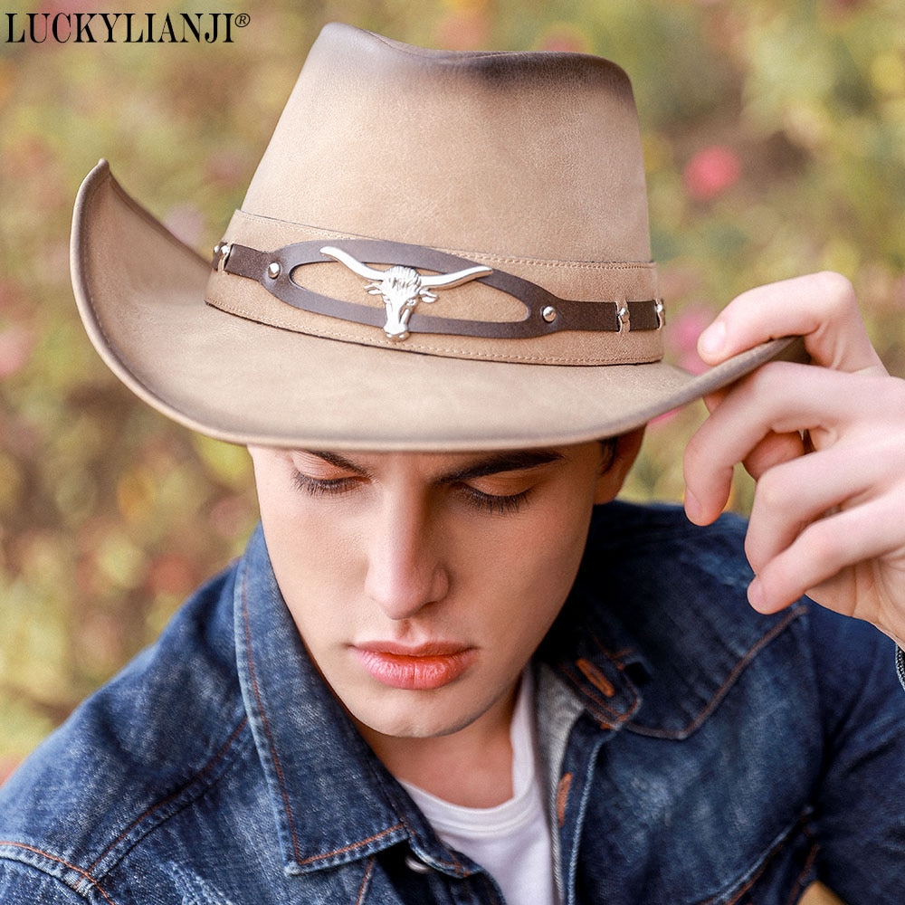 Unisex Women Men Retro PU Leather Roll Up Wide Bri... – Grandado