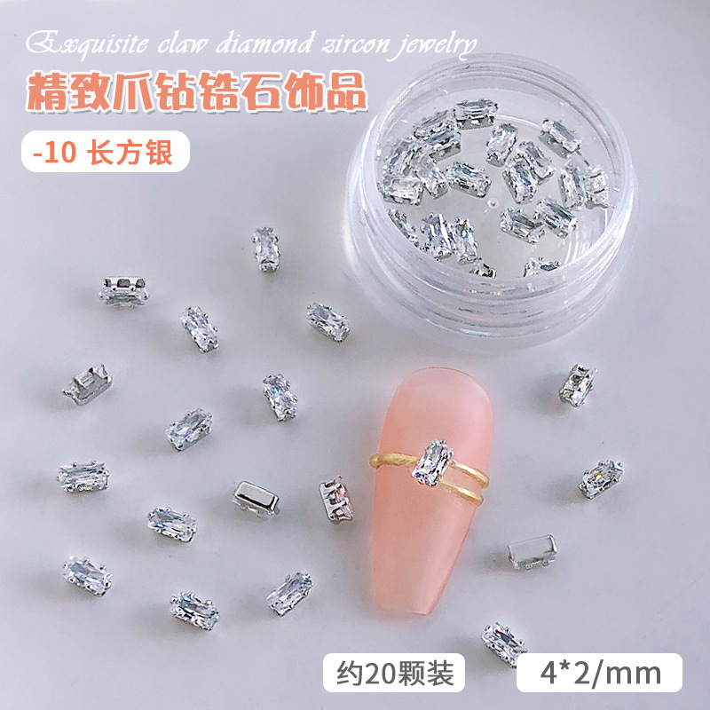 20 stk/potte negle dekoration udsøgt klo diamant zirkon smykker negle tilbehør til negle manicure skønhed: 10