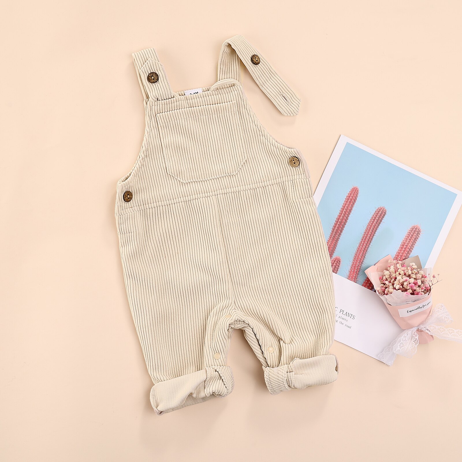 Herfst Winter Peuter Baby Bib Broek Corduroy Overalls Effen Kleur Vierkante Hals Jumpsuit Met Drukknopen Voor Peuter Meisjes