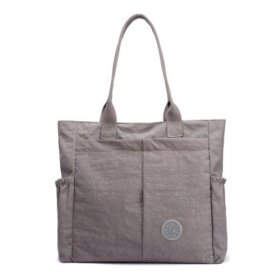 10 farger kvinners uformelt lerret stor kapasitet vanntett lett skulderveske håndveske mamma bag: Grå