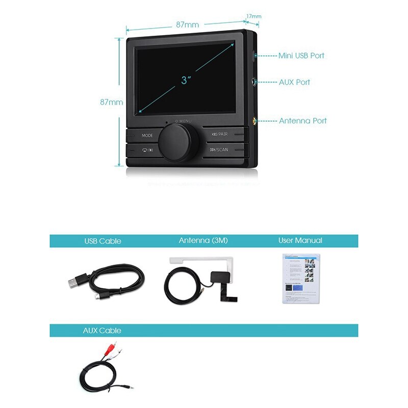 DAB 003 DAB + Boxed Digital Radio Antenna Tuner FM Transmission 3.0 Inch Display with Bluetooth, for Car Radio