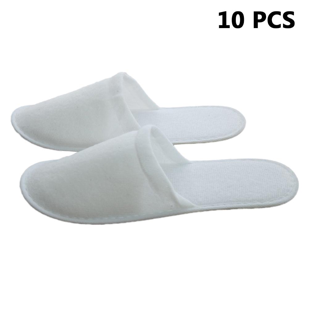 1/10 stuks thuisgasten hotel slippers reizen witte katoenen draagbare wegwerp slippers salon spa binnen slippers voor mannen en vrouwen: Wit 1 st