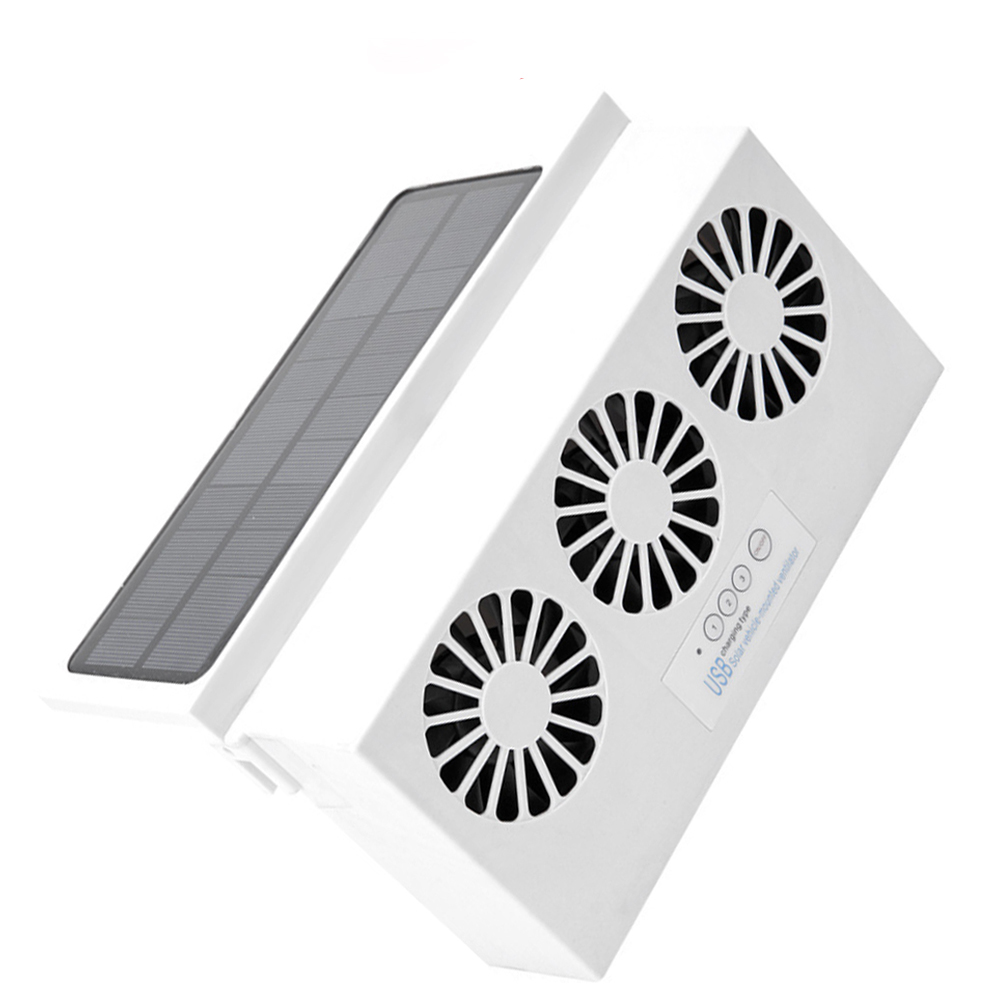Solar Lade Auto Abluftventilator USB Lade Auto Fenster Fan Kühlung Kühler Auto Kühler Fan Tragbare Luft Zirkulation Ventilator: WHITE