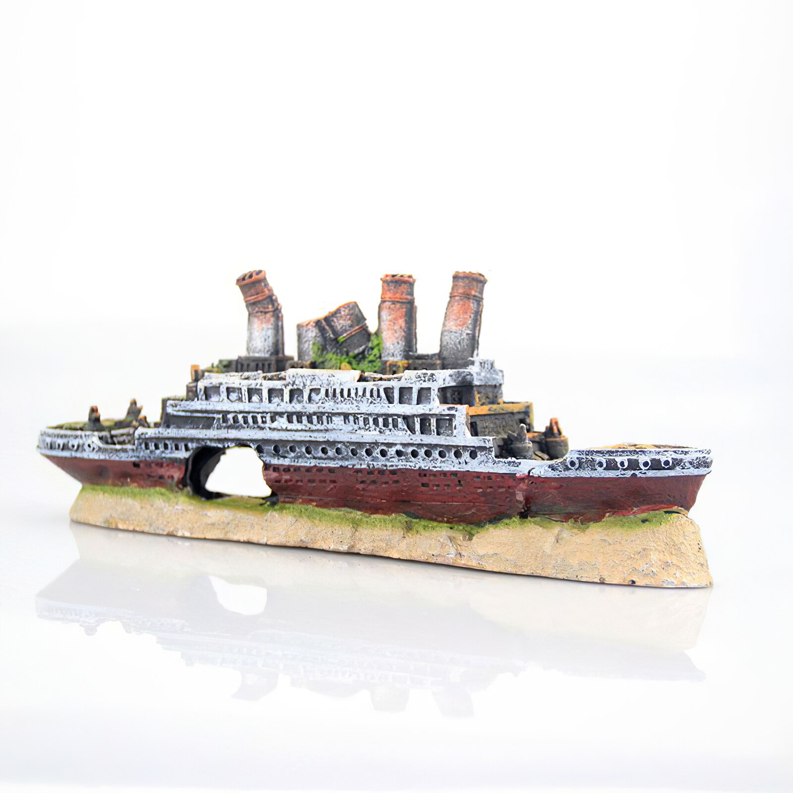 Acuario de peces, paisaje de Barco Pirata, barco de naufrago, decoración de barco de resina, ornamento, accesorios de decoración,: 27x5.2x9.5cm