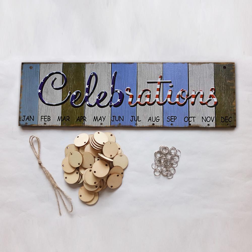 Celebration Reminder Calendar Birthday Wedding Event Rustic Wooden Board Craft DIY Wall Hanging Sign Home Party Decoration
