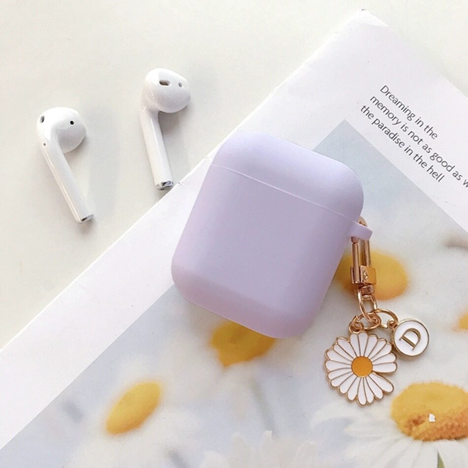 Per AirPods 2 Caso Corea del Simpatico Orso Del Fumetto di Caso di aria baccelli di lusso Fiore Portachiavi Auricolari In Silicone per il Caso di apple air baccelli copertura