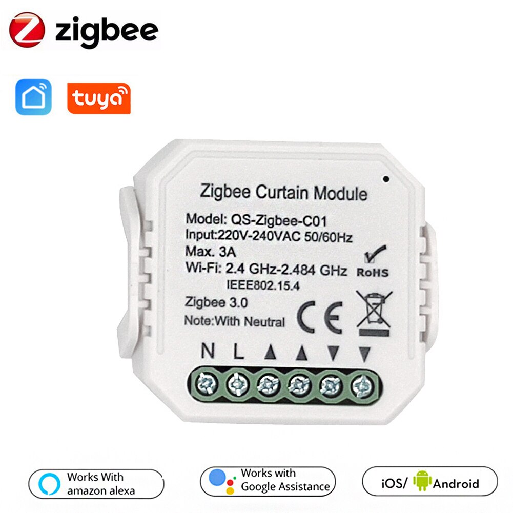Zigbee app med timer blind motor gardin switch modul soveværelse hjem til rulleskodde familie deling praktisk fjernbetjening
