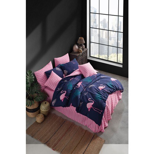 Ensemble housse de couette Double personnalité flamant rose