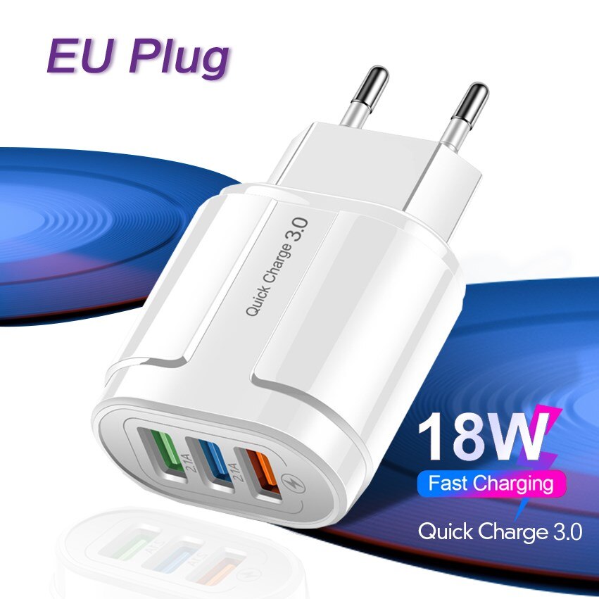 USB Charger Quick Charge 3.0 Universal Wall Fast Charging For iPhone XR 11 Samsung Xiaomi 9 Mobile Phone Accessories EU Chargers: EU White