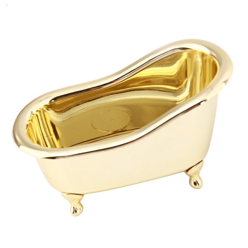 Bathtub Cosmetic Storage Box Plastic Mini Bathtub Jewelry Storage Box Desktop Sundries Storage Box Mini Flower Pot: golden