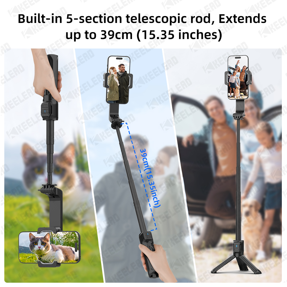 Hq2- se selfie-stang stativ mobiltelefon stabilisator stativ til mobiltelefon med genopladelig fjernbetjening til actionkameraoptagelse