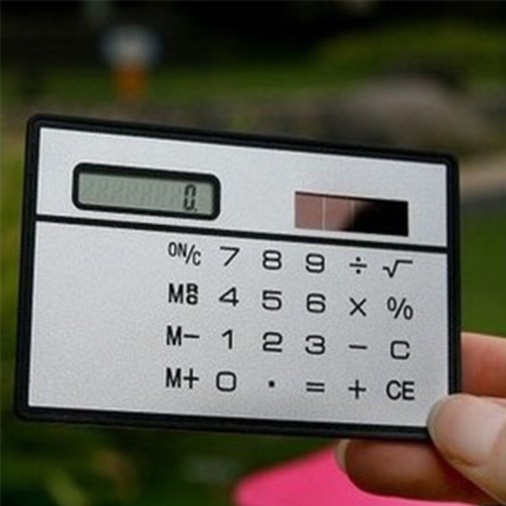 1PCs Mini Calculator Ultra Thin Credit Card Sized 8-Digit Portable Solar Powered Pocket Calculators Office School Supplies