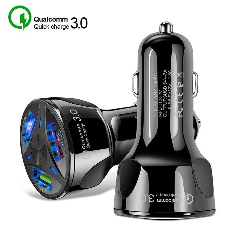 Slot per accendisigari per Auto caricabatterie USB QC 3.0 presa per Splitter USB adattatore per ricarica per Auto sedile posteriore telefono cellulare accessori per Auto: 3 USB Charger