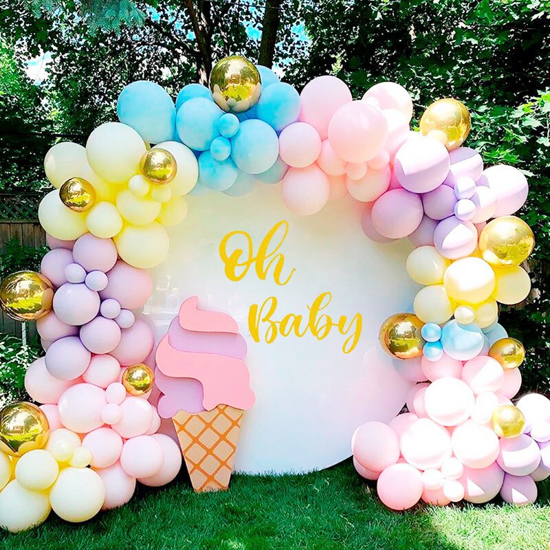 1 set Moon Sun Rainbow Clouds Balloons Arch Garland Macaron Balloon Chain for Baby Shower Girls Birthday Party Decor Supplies: 122pcs set
