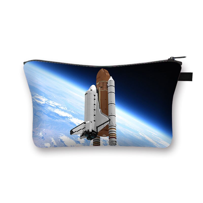 Astronauta/Spaceship kosmetyczka gwiaździsta noc Galaxy chłopcy dziewczęta kosmetyczki szminka etui damskie przenośne Mini portfel: shzbmarscw08