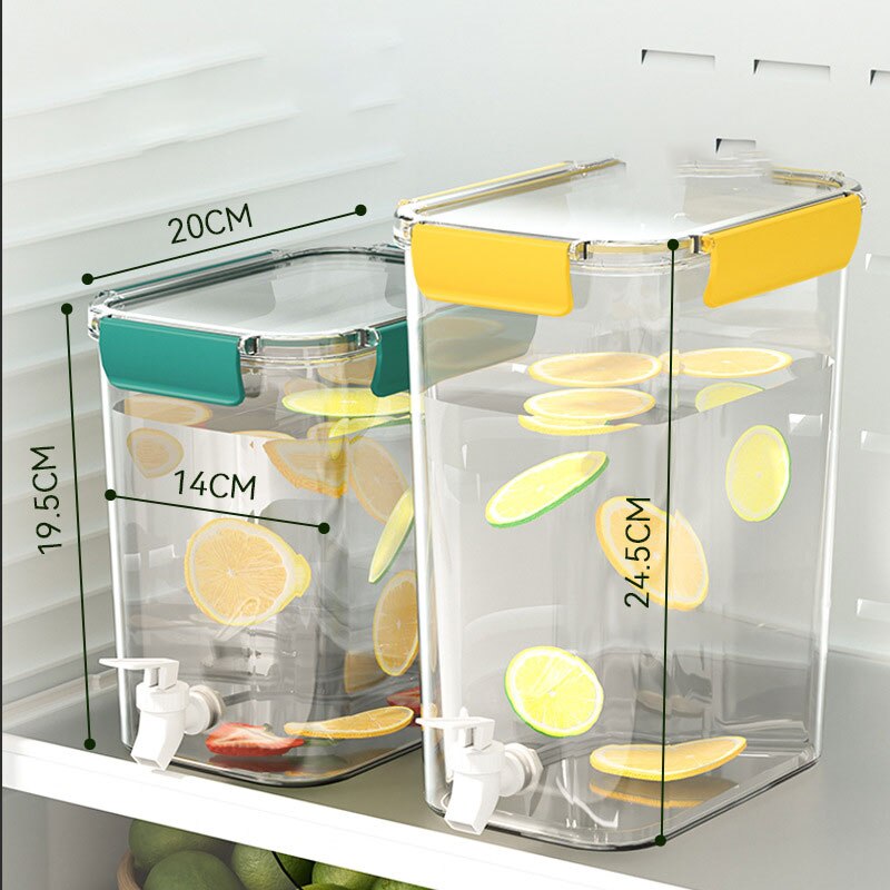 Cold Water Jug With Tap Water Beverage Dispenser Fruit Teapot Tank Refrigerator Plastic Kettle Pot Cold Water Jug For Lemonade