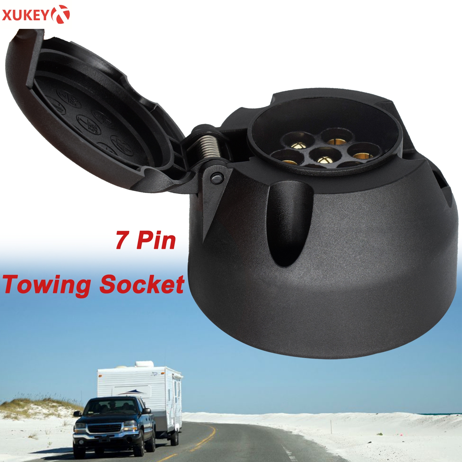 7 Pin EU Towbar Towing Plugs Truck RV Caravan Socket Trailer Connector 12V Plug Adapter Protector Connections Car Accessories